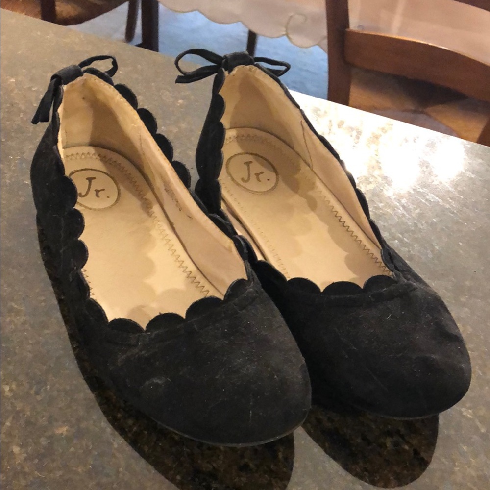 Jack Rogers Black Dress Ballet Flats with Scalloped Edge